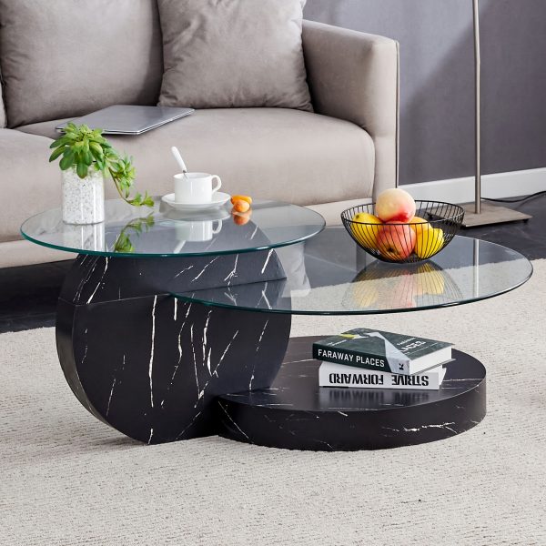 product-fancy-d0a4c5b4-f23e-4f19-af16-ad7578e05f1e Glass Coffee Tables for Living Room Round Coffee Tables Modern Double Layer Round Table Circle Coffee Table for Small Space Home Office, Durable And Not Easily Broken, Easy to Assemble, Fashionable Design Feel (42 Inch X 17 Inch)