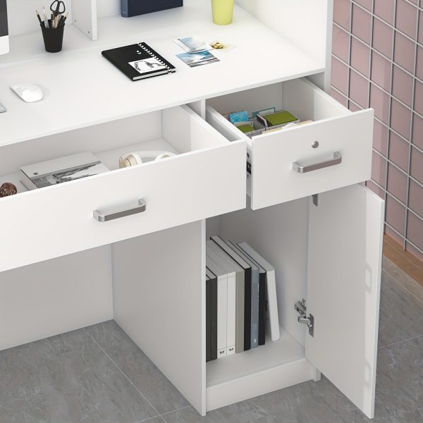 product-fancy-d0c169fb-69b3-4765-9d19-94b4bed970aa Modern Computer Desk with Drawers And Open Shelves, Functional Workstation for Home Office, Wood Home Office Desk Station with File Drawer And Storage Cabinet, Stylish Design