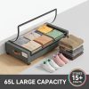 1/2 Pack Of Wheeled Under Bed Storage Box, Under Bed Storage Box, Under Bed Shoe Rack Organizer, Metal Drawer Under Wheel Bed for Clothes, Blankets, Shoes,, Books, Bedding, Under-Bed Storage