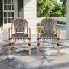 product-fancy-d1248494-e2f4-469f-9786-352efced616e French Bistro Chairs Set Of 2, Hand-Woven PE Rattan Outdoor Arm Dining Chairs with Metal Frame for Garden Balcony
