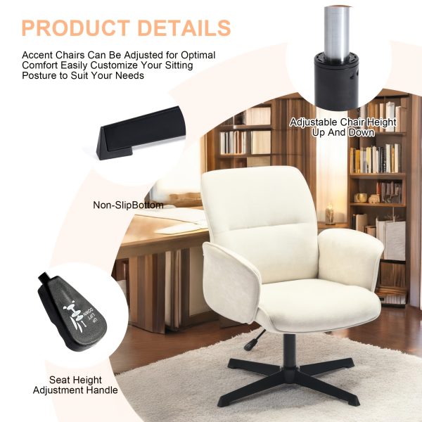 product-fancy-d1383f85-4eee-4ed3-b89b-6a50b471abea Homy Casa Beige Upholstered Chenille Dining Chair, Side Chair, Swivel Adjustable Height Accent Chair Featuring Padded Arms And Iron Legs, Modern Design Suitable for Cafe, Kitchen, Dining Room, Available in Single Piece Or Sets of 2 Or 4