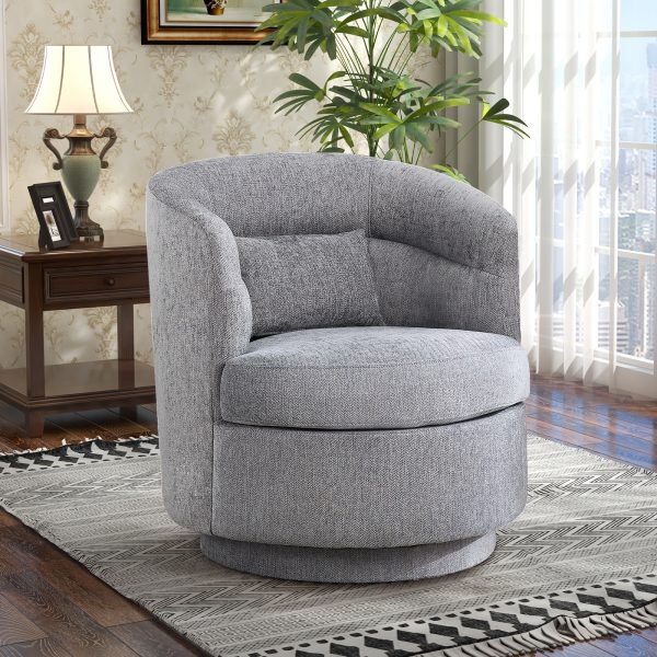 product-fancy-d13cee1f-9e95-41d4-b195-5250e77b8394 Beige Upholstered Swivel Chair with a Pillow, Perfect for Accenting Your Living Room, Bedroom, Or Reading Area