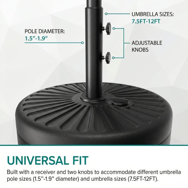 81.5lb Patio Umbrella Base Stand, Water Fillable Outdoor Umbrella Holder, Heavy Duty Market Umbrella Stand for Pool Deck Backyard Garden