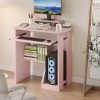 product-fancy-d16542f3-5862-4b3d-afd3-9080d7d3c1bf 30" Pink Corner Computer Desk with Drawers - Space-Saving Design, Monitor Stand & Keyboard Tray, Ideal for Home Office or Bedroom, Sturdy Hardwood Construction