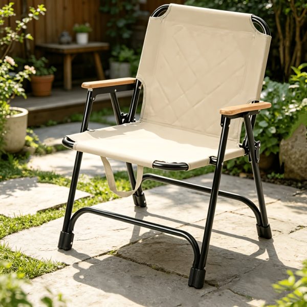 product-fancy-d16be38c-5c14-4a24-a166-b1abe4871238 Patio Rocking Chair Outdoor Patio Folding Chair, Padded Foldable Camping Chair with Wooden Armrest, Lightweight Portable Lawn Chair for Backyard, Deck, Garden And Balcony