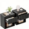 product-fancy-d187d9d8-b2d4-4e81-93c9-a1b8810308b5 Modern Space-Saving Nightstand with Hidden Drawers & Open Shelf - Curved Bedside Table Suitable for Small Bedrooms, Freestanding Assembly Required Bedside with Concealed Drawers and Open Shelves for Narrow Spaces