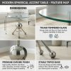 product-fancy-d1d0007b-7528-4295-9a78-00a4ccbf514e Sumdeal Modern Round Glass Side Table - 19.7" Stainless Steel End Table with Chrome Sphere Base - Small Tempered Glass Coffee Table for Living Room, Bedroom, & Bedside - Tool-Free Assembly(Silvery)