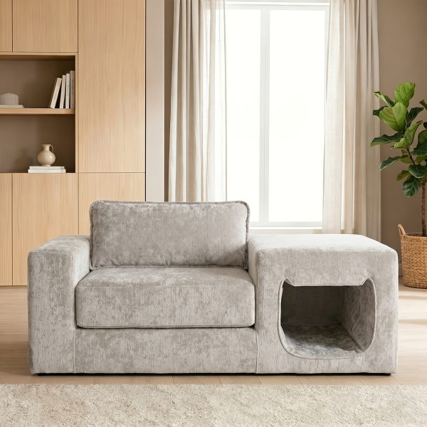 product-fancy-d2448996-bc3f-4675-a45d-dd21bc566bbe Comfy Deep-Seat Single Sofa with Exclusive Pet Resting Space, Made of High-Density And High-Resilience Foam. No Assembly Required, Multifunctional Modular Design, Suitable for Various Home Interior Decoration Scenarios