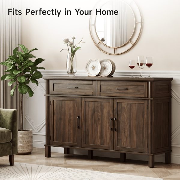 product-fancy-d25262a3-2d3d-4838-8968-22a6727fb044 Farmhouse 48 Inch Buffet Cabinet with Storage, 48 Inch Sideboard with 2 Drawers And 3 Doors - Wood Coffee Bar Cabinet with Adjustable Shelves for Kitchen, Dining Room, Living Room