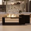 product-fancy-d26f7a52-ebc9-4efe-a5ef-22a648bdef4b 53.1'' Wide Modern Outdoor/ Coffee Table & Side Table - All-Weather & Steel with Wood Grain, Low-Maintenance Furniture for Living Room, Balcony, Courtyard - Easy Assembly (Some Tools Required)