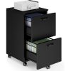 product-fancy-d27dab02-5d17-4fc7-8249-34b936678d93 2 Drawer Filing Cabinet White, Rolling Wood File Cabinets with Printer Stand Under Desk Storage Lockable Wheels, Home Office Organizer for A4 Letter Legal Size Documents, Black/White