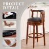 product-fancy-d2bd25a2-65ce-43ce-ac54-e462ee5fa282 360° Swivel Modern Bar Stool with Premium Leather Seat and Dark Wood Finish - Hand-Nailed Trim, Durable Rubberwood Construction, Suitable for Kitchen Island, Home Bar, or Dining Area