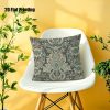 product-fancy-d2f8b4a8-f49b-4628-96a0-430133f92403 2D Flat, Terrace Cushion Cover, 1pc 18X18 Inches Square Pillow Cover, A Dark Gray Background Features an Intricate, Symmetrical Pattern with Teal, Cream, And Golden Floral Motifs, Including Large Central Blooms, Leaves, And Scrollwork