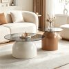 product-fancy-d303910d-00c6-4800-b7c6-82a10c92a46a Nesting Coffee Table Set Of 2, Small Coffee Table for Small Spaces Apartment, Round Glass Coffee Table Set, Modern Space Saving Center Table for Living Room Balcony Office
