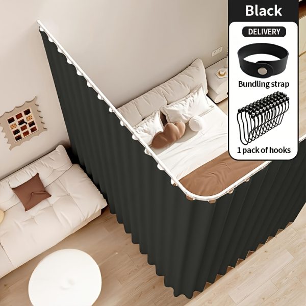 1pc Foldable Room Divider Curtain, Space-Saving Folding Privacy Screen with Hooks, Light-Blocking Polyester Curtain Suitable for Living Room, Bedroom, Kitchen- Modern Home Decoration Divider, Foldable Design, Easy Installation, Durable Fabric, S