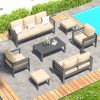 product-fancy-d34de01c-4151-4a58-a010-5c3ba0117fa3 YODOLLA Aluminum Outdoor Furniture Collection, Contemporary Patio Set Including Coffee Table, 7pcs Conversation Set with Cushions for Balcony, Porch, And Lawn