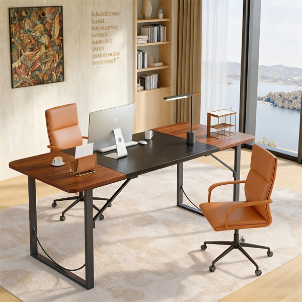 product-fancy-d37b6da7-5f8e-4588-8591-704b31bd62e1 Executive Office Desk 63 Inches with Headphone Hooks, Modern Workstation for PC Laptop, Vanity Table, Craft Table, Office Furniture, Unique Color Matching Design, Computer Desk for Small Spaces, for home Office Workspace Gaming Desk with Metal Frame