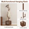 product-fancy-d382b66c-ebd8-4804-9c0a-5fe907e1fead Solid Wood Coat Rack Stand Hanging Clothes Rack with Storage Basket Storage Function Home Decor Free Shipping