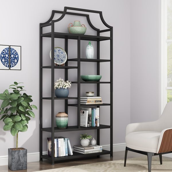 8-Tier Entryway Ladder Shelf - Tall Storage & Display Rack With White Shelves - Golden & Black Options - Perfect For Hallway, Living Room, Bedroom