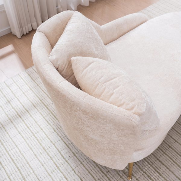 product-fancy-d39ee50b-9713-4e87-8155-6774a3125c62 58'' Indoor Chenille Chair with Left Armrest And Lumbar Pillow Upholstered Furniture Lounge Chair, Lounge Sofa for Living Room Bedroom Office with Footstool.