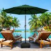 [9ft Polyester Patio Umbrella] 9ft Polyester Patio Umbrella with Base | Outdoor Market Umbrella with Ventilation, Suitable for Pool, Garden, Backyard, Deck, Christmas & Halloween