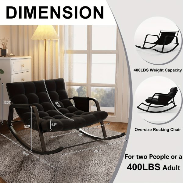 product-fancy-d3c6c953-10b8-4931-8534-961be1b0bc4e Outdoor & Indoor Oversized Rocking Chairs, Modern Metal Lounge Rocking Chair with Thick Cushions, High Back Rocker Chair for Living Room, Patio, Porch, Garden, Backyard