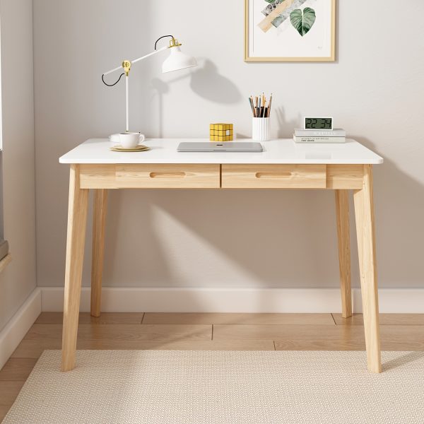 product-fancy-d3ec29f3-d027-47fb-bfaf-0dc422da35e3 Modern Office Desk Computer Desk Writing Wood Desk Study Work Desk, With 2 Drawer, Suitable For Study Or Office, Equipped With Two Drawers And Four Legs, Easy To Assemble, Minimalist Design