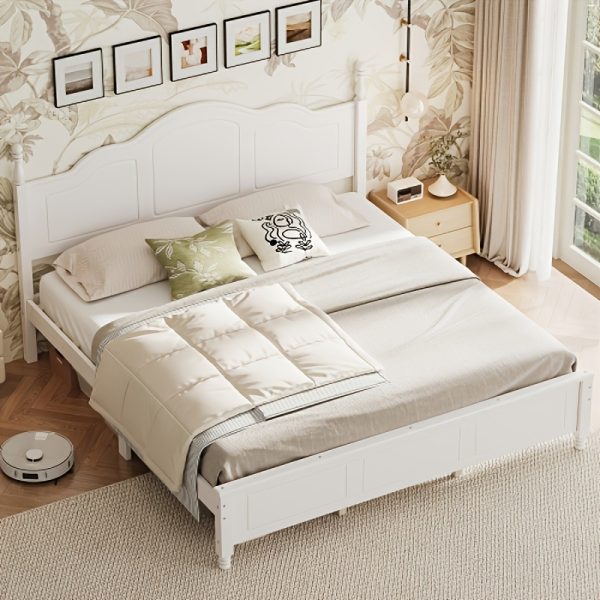 product-fancy-d411b83e-ba97-4136-88b9-eafd6cedf6d1 BELLEMAVE Queen Size Platform Bed Frame With Headboard, Wooden Slat Support, No Box Spring Needed, Easy Assembly, Sturdy Structure, Bedroom Furniture With Classic Vintage Design, White