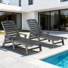 product-fancy-d41473b6-67fd-4be0-901c-2640dc2606cf 2pcs HDPE Wood Grain Outdoor Chaise Lounge Chairs, 78" All-Weather Patio Poolside Loungers with Wheels & Cup Holders, 5-Position Adjustable Recliners for Backyard & Summer Relaxation