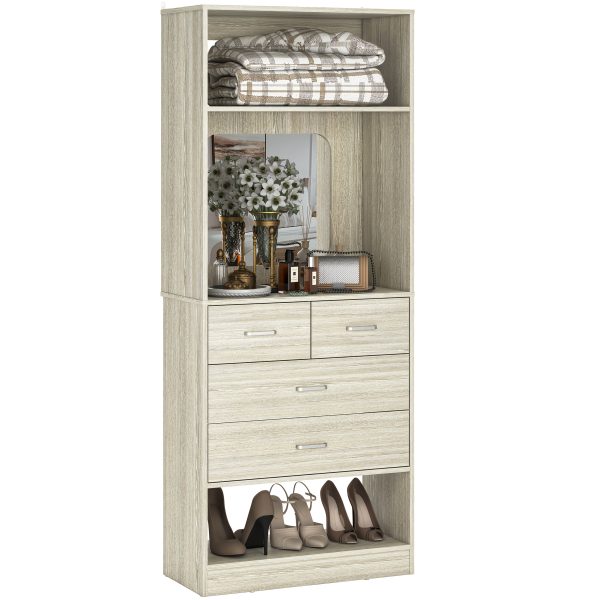 product-fancy-d41be126-ba38-4f28-b827-96f4ab5424a0 Unikito 25 Inch Closet System with 4 Drawers, 2FT Wood Closets Organizer with Storage Shelves And Mirror Design, Freestanding Sturdy Walk in Closet Tower for Bedroom, 25" W X 16" D X 80" H, White