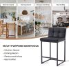 product-fancy-d4461cfc-865e-4a33-a746-fd37adb64641 DMKAI Set Of 2 Modern Counter Height Bar Stools - Black Faux Leather Upholstered, Diamond-Tufted Seat, Sturdy Black Metal Cantilever Base with Footrest | Minimalist Bar Stools for Kitchen Island