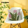 product-fancy-d4725531-dbbe-4b65-ab5a-aac1ac5b7a47 2D Flat,Terrace Cushion Cover,1pc 18X18 Inches Quare Pillow Cover, Embroidery Features Three Pink Tulips with Green Leaves and Stems.,Decoration, Gifts,Valentine Festival Gifts,Outdoor Indoor,Garden Decoration, 2D Flat