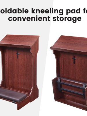 Traditional Wooden Kneeling Prayer Stool with Padded Bench And Bible Stand-36-Inch Church-Style Prayer Station, Suitable for Homes, Small Chapels, And Religious Worship. Prayer Stool Kneeling Pad, for Home Wooden Kneeling Pad, Church Kneeling Stool