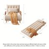 product-fancy-d4d27658-9538-4914-bc8d-13c6bdd11f33 1 Modern Cotton And Linen Convertible Sofa Bed with 5 Adjustable Backs, Adjustable Height Pillows - Living Room Recliner, Single Or Double Use, Living Room Furniture Sofa | Neutral Home Decor | Wood Frame Sofa (Beige/Coffee)