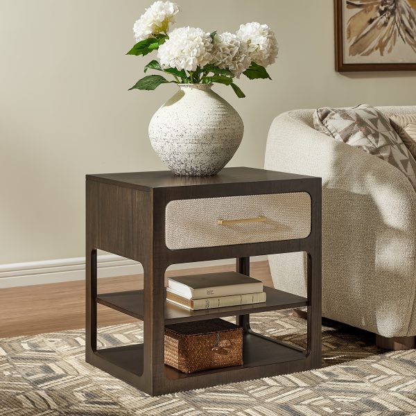 product-fancy-d4df0dd0-0d20-4773-b9d8-120c1576459f Morden Fort 24" Wide End Table with Drawer & Open Shelf | Modern Nightstand Side Table, Fully Assembled, Wood Bed Side Table for Living Room, Small Space, Bedroom, Dark Brown, Light Brown