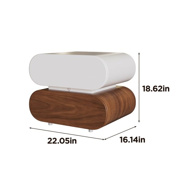 product-fancy-d4e44c79-a789-4f89-ad02-6979e0e3b807 Premium Mid-Century Wood Nightstand, 3-Tier End Table with Storage Drawers & Curved Profile Design, Elegant Bedside Table for Bedroom Or Living Room, White Brown, No Assembly Required High-Quality Craftsmanship, Christmas