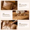 product-fancy-d4ea13c8-55c8-4139-8698-6115ed252719 114" L-Shaped Sofa Set for The Living Room - Mid-Century Brown Waxed Fabric Sectional Couch, No Assembly Required (Chaise + Loveseat) Space-Saving Package (Brown)