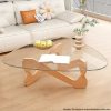 Modern Glass Coffee Table for Living Room Mid Century, Small Coffee Table Stylish Coffee Tables, Suitable for Bedroom Living Room Reception Office Tables (Walnut/Brown, Medium)