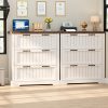 A Rustic Sideboard Storage Cabinet Featuring Three Wooden Drawers, Designed for Multiple Uses. This Stylish File Cabinet Serves As Accent Furniture Suitable for The Living Room, Entryway, Home Office, Or Kitchen, Available in White, Brown, And Grey