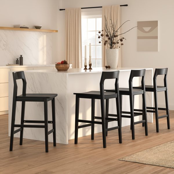 product-fancy-d5b6cc0e-d721-46b8-a01d-035715612085 Counter Height Stools Set of 2, Farmhouse 25" Bar Stools with Solid Wood Legs& Back, Mid Century Modern Barstools Chairs for Kitchen Island, Dining Room, Cafe, Pub, Brown, Black