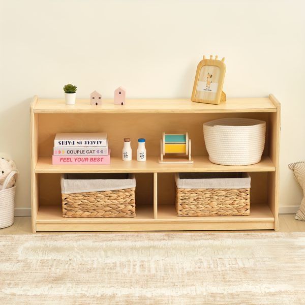 product-fancy-d61dfaee-3548-41ee-acbb-b9dbb41e6452 Large Wood Storage Organizer, 2-Shelf Wood Bookshelf, 5-Section Kids Bookshelf, Wooden Storage Cabinet for Classroom, Kids Bookcases And Toddler Shelf for Kids Room, Playroom, Nursery