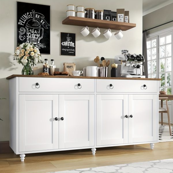 product-fancy-d6541d36-48e8-4e4c-8a97-6167598a02d7 55-Inch Sideboard Buffet Unit, Mid-Century Kitchen Storage Cabinet Featuring 2 Drawers And 4 Doors, Coffee Bar Storage Cabinet