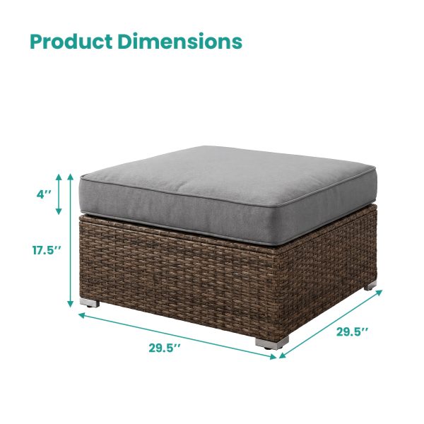 [Outdoor Love Chair] 2pcs Outdoor Love Chair, Wicker Armless Chair, Can Be Combined Sofa Conversation Set, Thick Grey Cushion With 2 Fancy Pillows, For Garden, Pool, Backyard