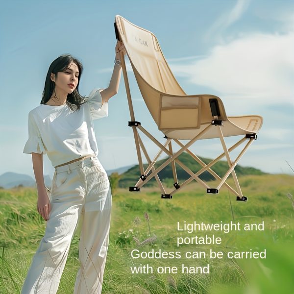 product-fancy-d6d75353-80a7-4d8d-b5fe-c42d5475c285 2 High-backed Moon Chairs Come with A Storage Bag for Easy Folding And Storage - Durable Iron Alloy, Suitable for Courtyards, Outdoor Leisure, Camping And Fishing Beach Chairs