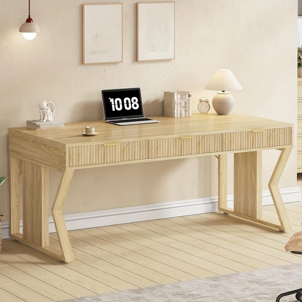 product-fancy-d739d5ad-c80e-4574-97bd-928243973496 55-inch Executive Desk with 3 Storage Drawers, Home Office Computer Desk, Writing Table Study Desk