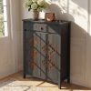 A Five-Level Shoe Storage Unit Featuring Drawers, Crafted from Wood with Adjustable Shelves, a Standalone Walnut Shoe Organizer, Perfect for Entryways, Hallways, And Walk-In Closets