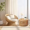 product-fancy-d75ed981-610d-46a8-a2f2-061d3fd8572b Handwoven Outdoor Side Tables, Set of 2 Natural Water Hyacinth Outside End Tables, Round Coffee Table for Patio, Garden, Backyard, Indoor Outdoor Plant Or End Table
