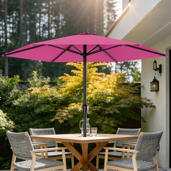 product-fancy-d7a8c9c2-0b08-4e53-81d1-62b50ba60daf 9FT Outdoor Patio Umbrella, Market Table Umbrella with Crank & 6 Sturdy Ribs, UV Protection Windproof, Pool Umbrella Perfect for Deck, Backyard, Lawn And Garden