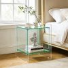 AESOME Modern Clear Acrylic Nightstand with Open Shelf - Portable Bedside Table Suitable for Small Spaces, Multicolor Contemporary Shelf Unit, Assembly Bedside Storage for Bedroom, Bathroom, Office, Living Room, Non-Wood