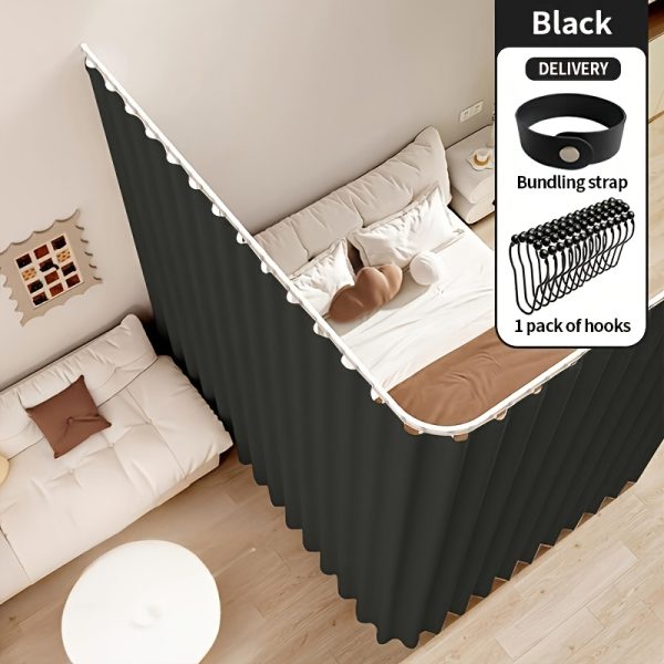 1pc Foldable Room Divider Curtain, Space-Saving Folding Privacy Screen with Hooks, Light-Blocking Polyester Curtain Suitable for Living Room, Bedroom, Kitchen- Modern Home Decoration Divider, Foldable Design, Easy Installation, Durable Fabric, S